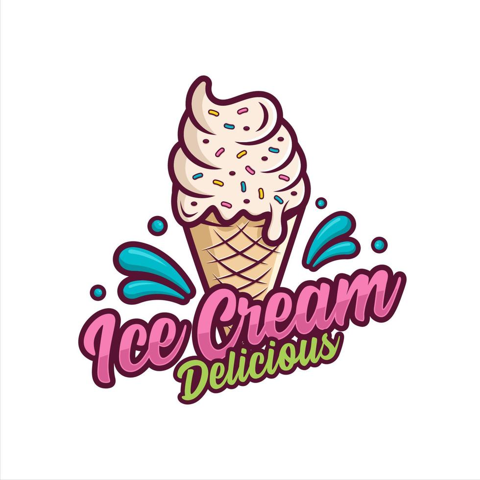 logotipo de diseño de helado premium-3 vector