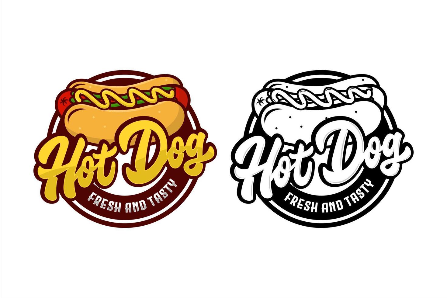 logotipo de diseño vectorial fresco y sabroso de hot dog vector