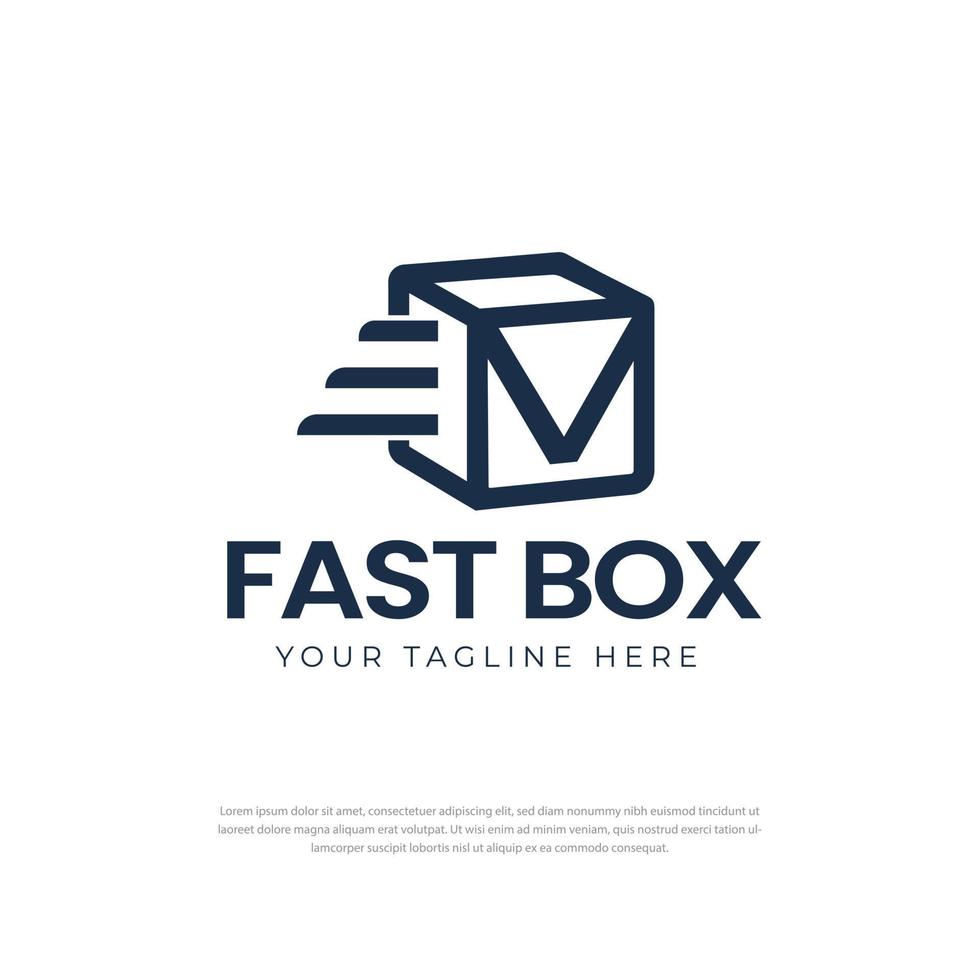 Fast delivery box icon design logo, package tracking symbol, letter M, flat design for apps and websites, isolated, vector illustration