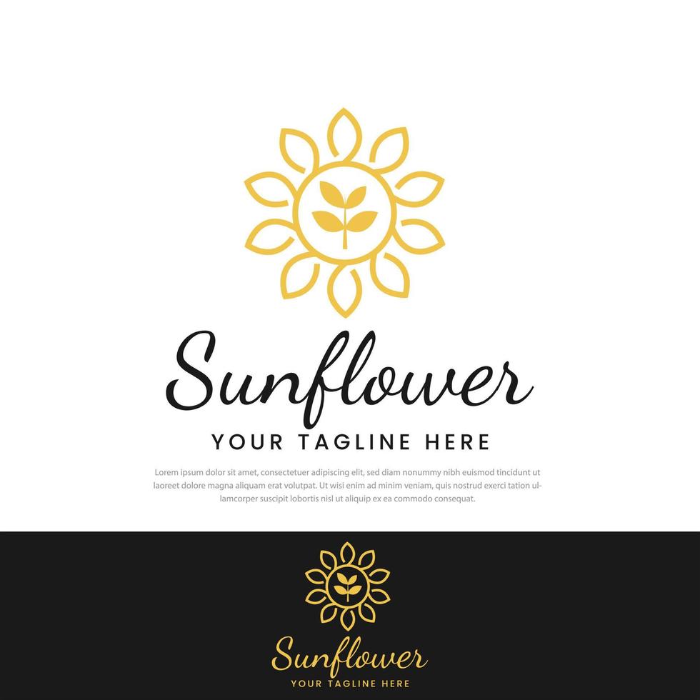 Sunflower design logo, symbol, icon, template vector