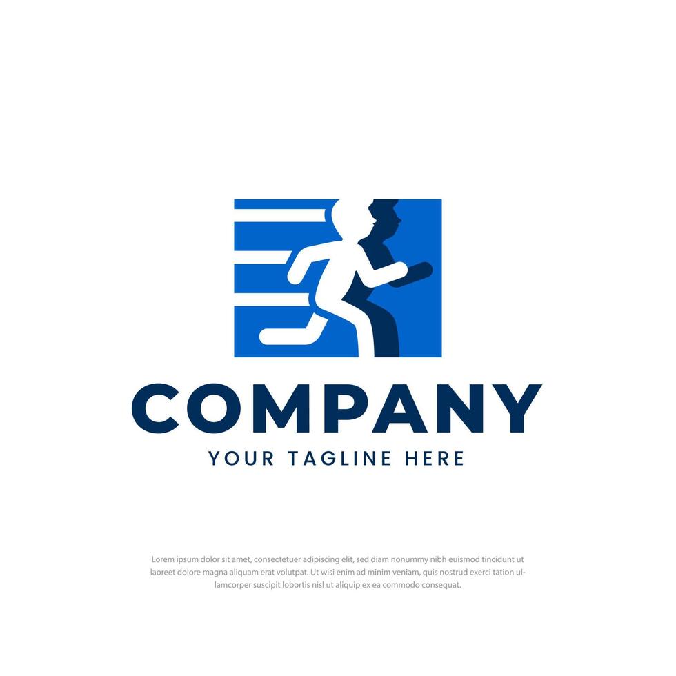 Running Man Design Delivery Sports Fitness Logo design vector template