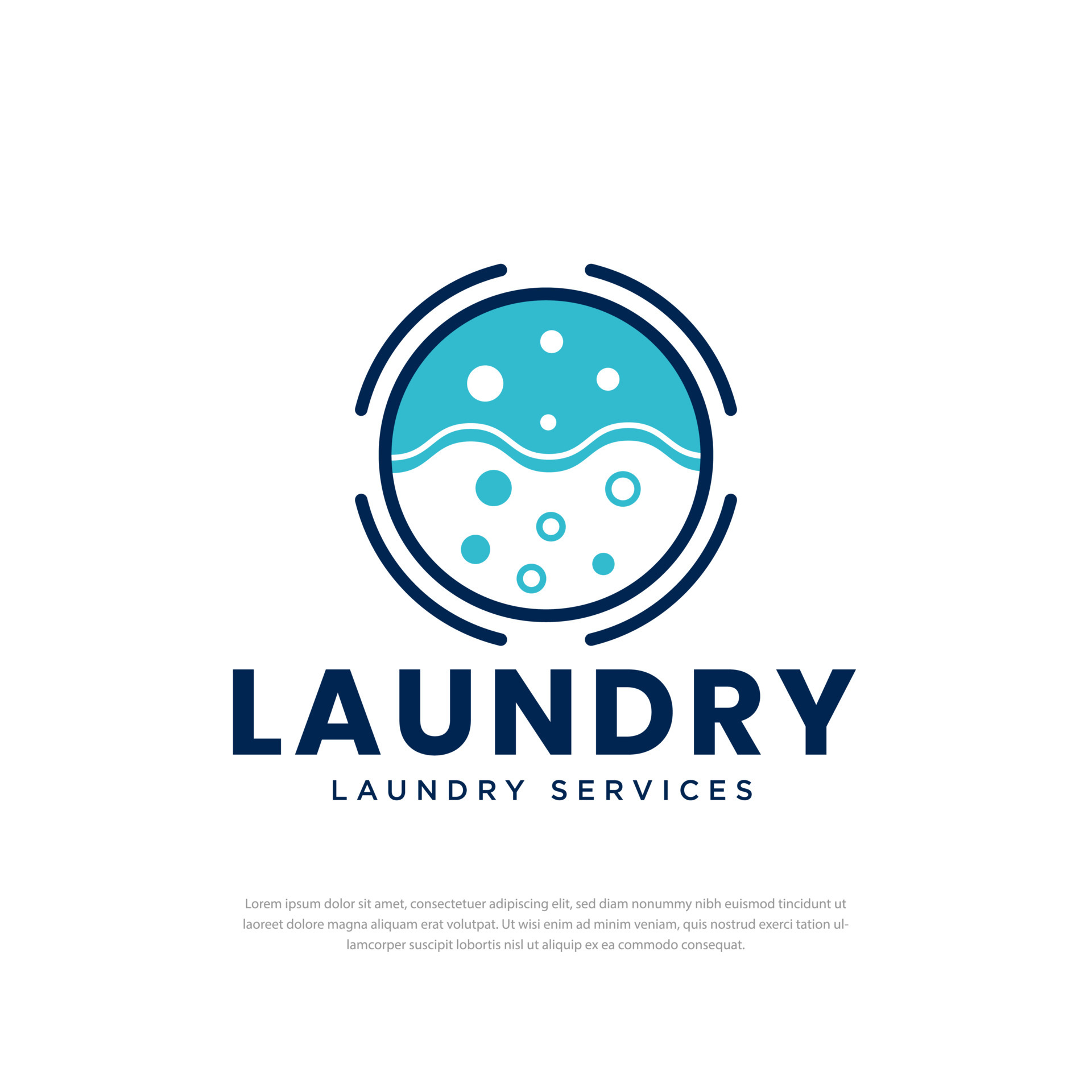 Laundry and dry cleaning icon logo design with bubbles for washing