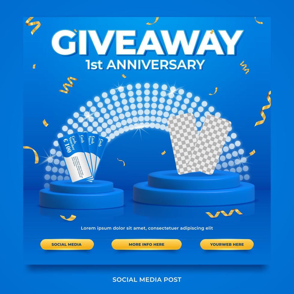 Giveaway anniversary contest invitation social media banner template vector