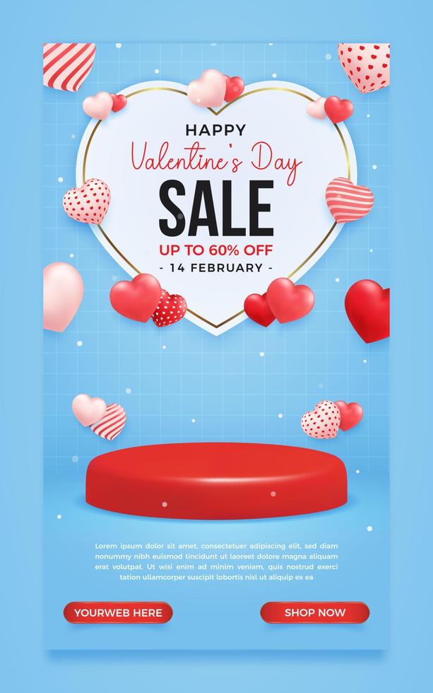 Valentine's day sale social media story template vector