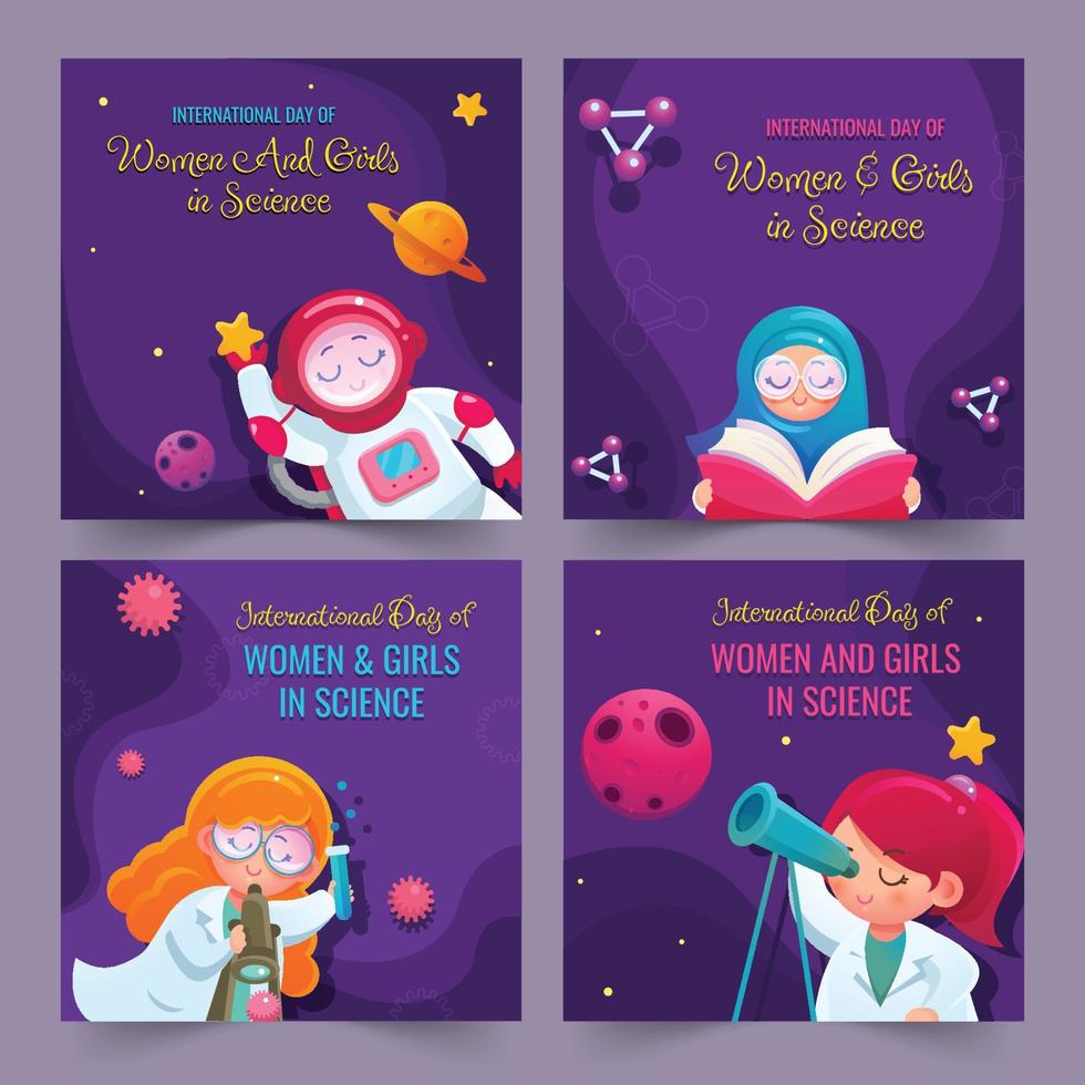 International Day of Women and Girls in Science Social Media Greeting Post vector