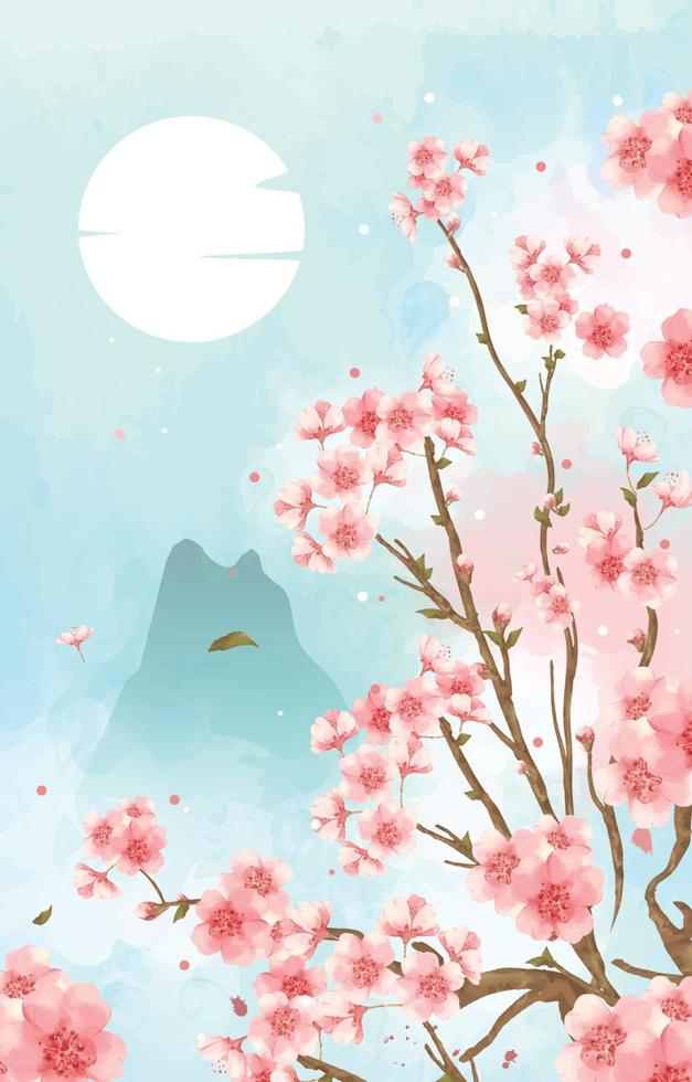 Cherry Blossom in Painting Concept vector