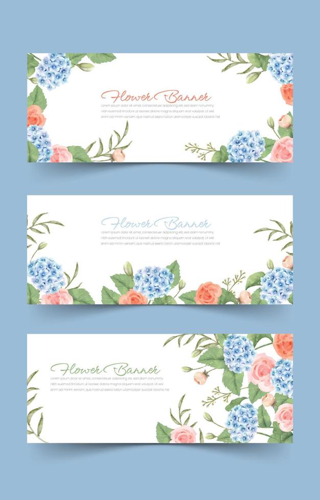 banner de flores hermosas acuarela vector