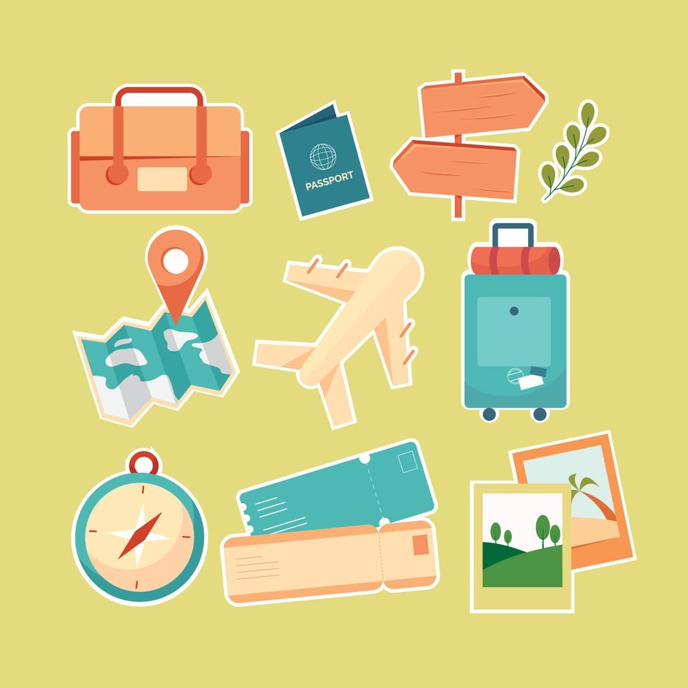 Travel Journal Sticker Elements vector