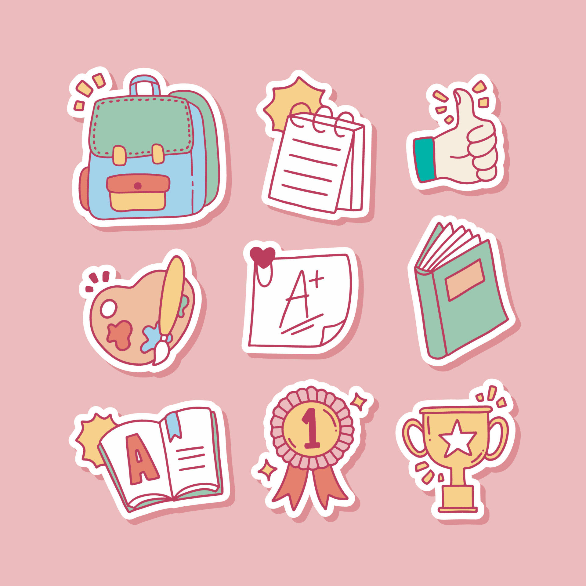 Collection of Cute Hand Drawn School Stickers for Journal 5417827 Vector  Art at Vecteezy