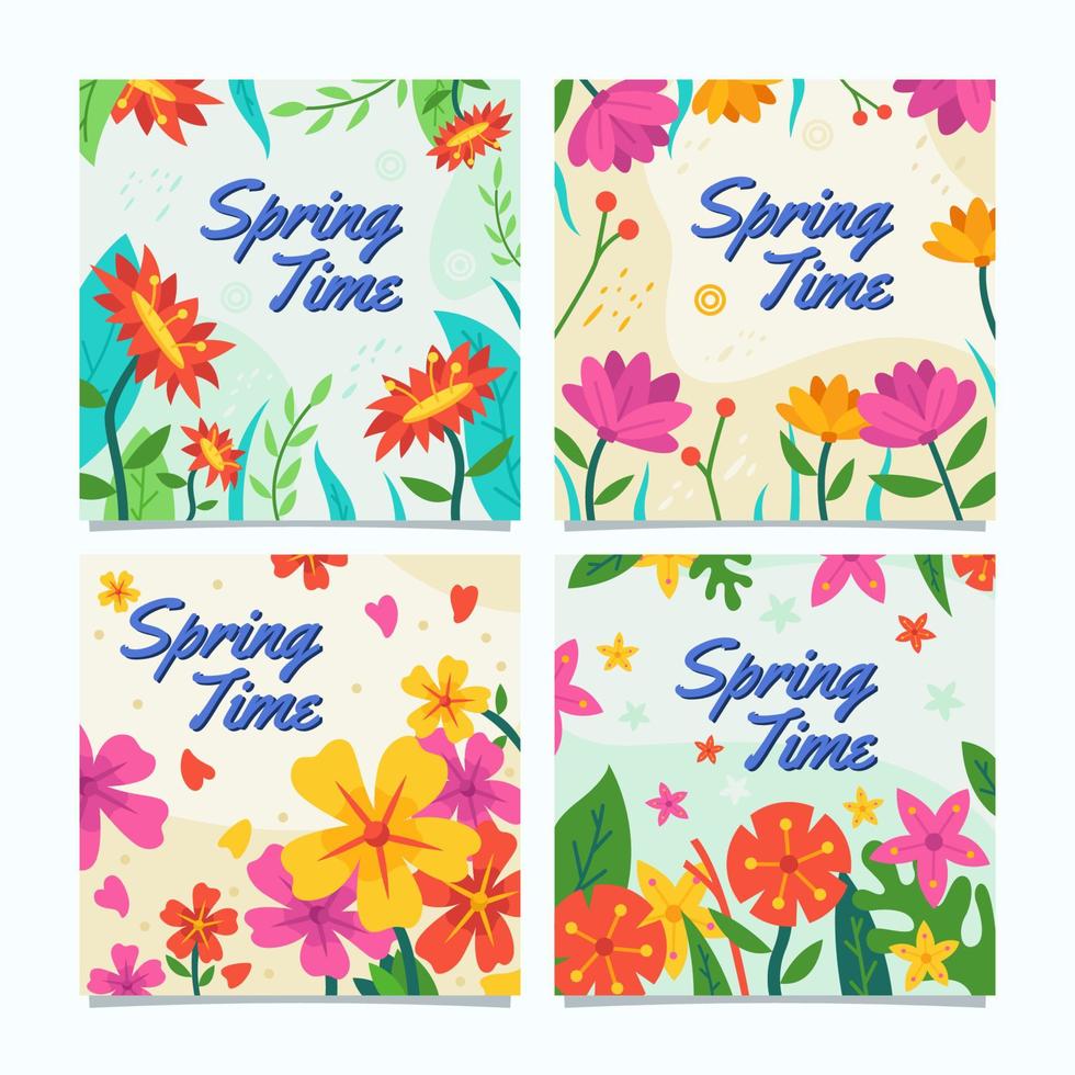 Springtime with Floral Social Media Post vector