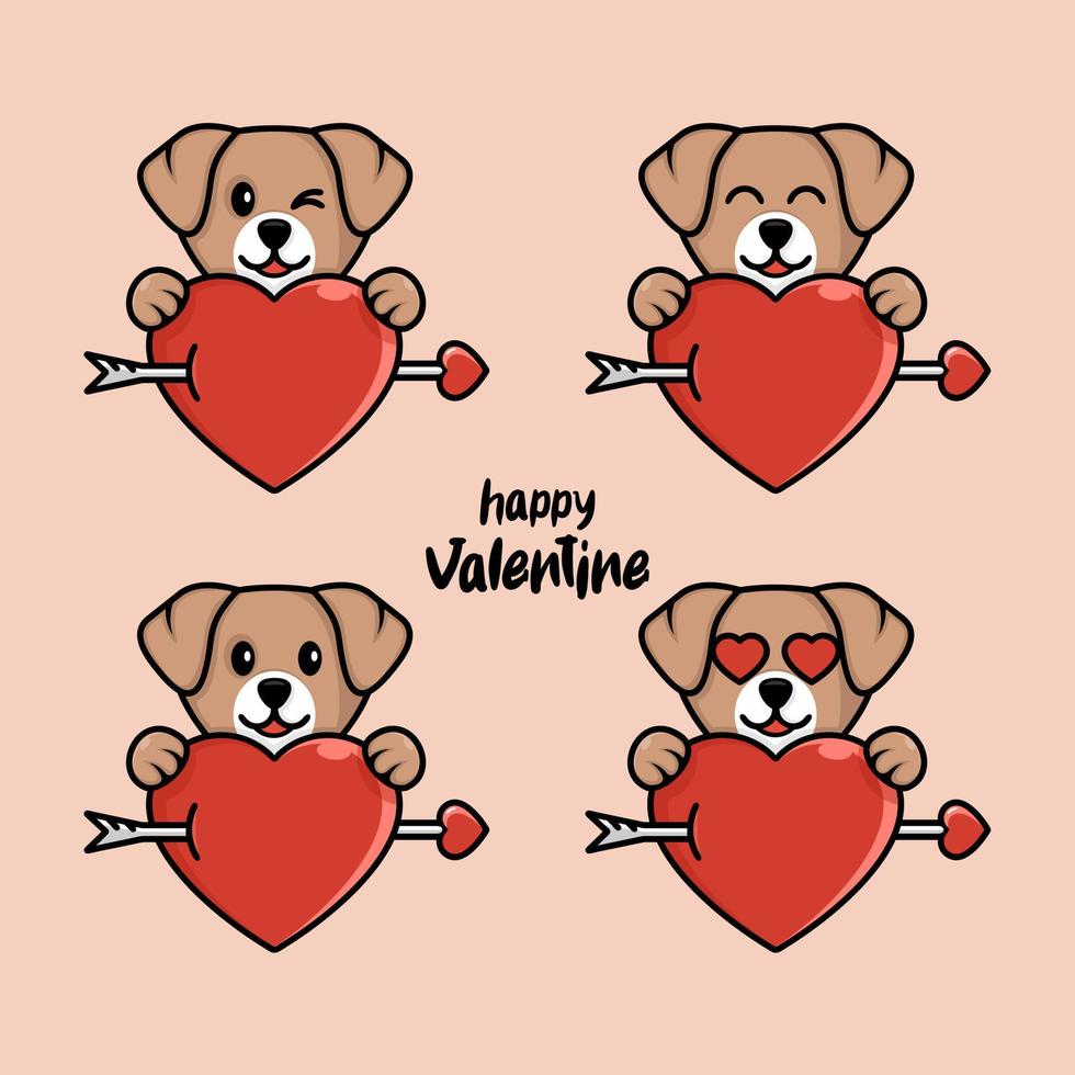 happy valentines day, cute Dog. vector