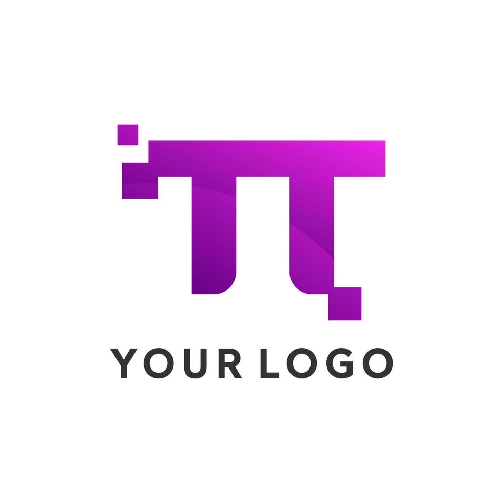 Digital Pi symbol logo vector