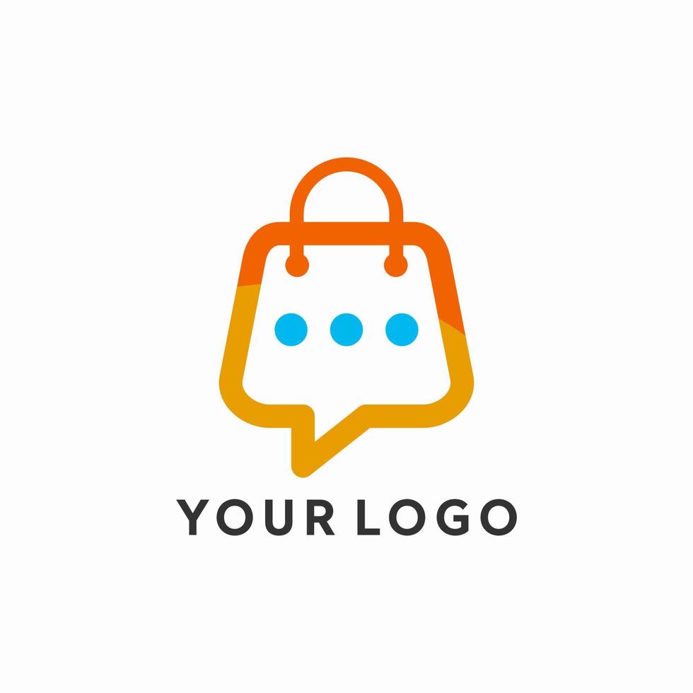 Ecommerce logo, shop and chat theme logo vector