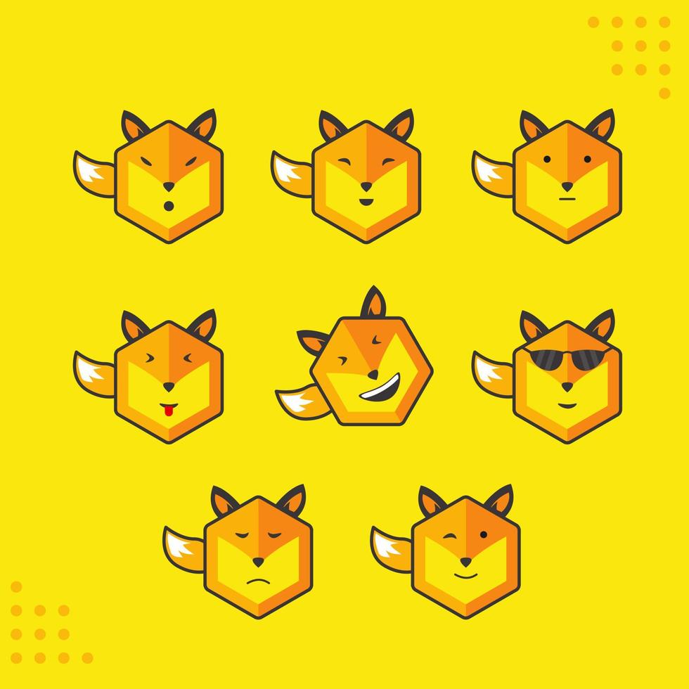 Cute Fox emotion pack vector