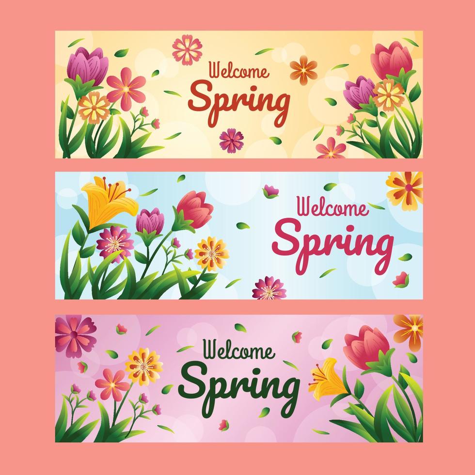 banner de flores de temporada de primavera vector