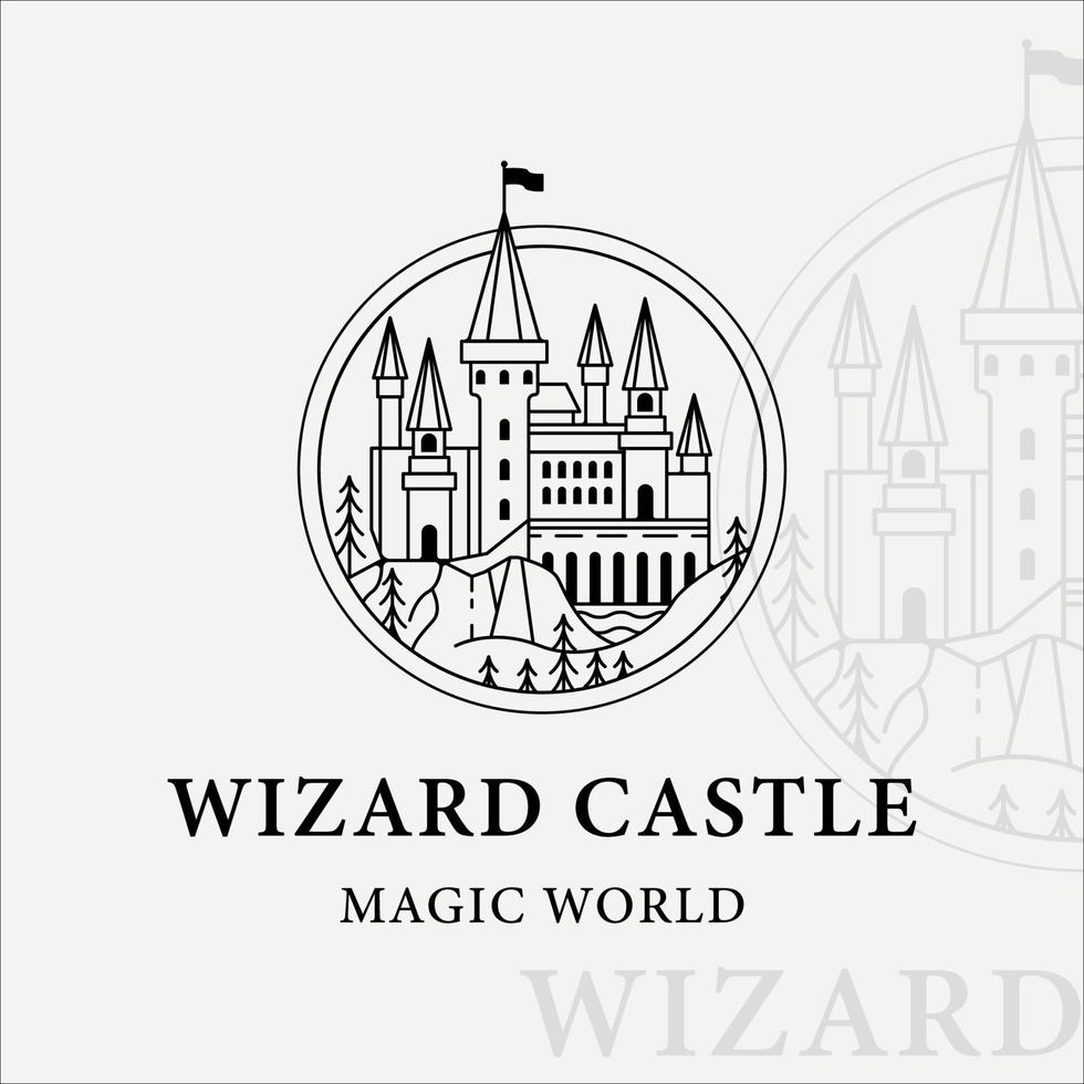 hogwarts castle line art logo vector illustration template icon graphic design. print apparel t-shirt harry potter