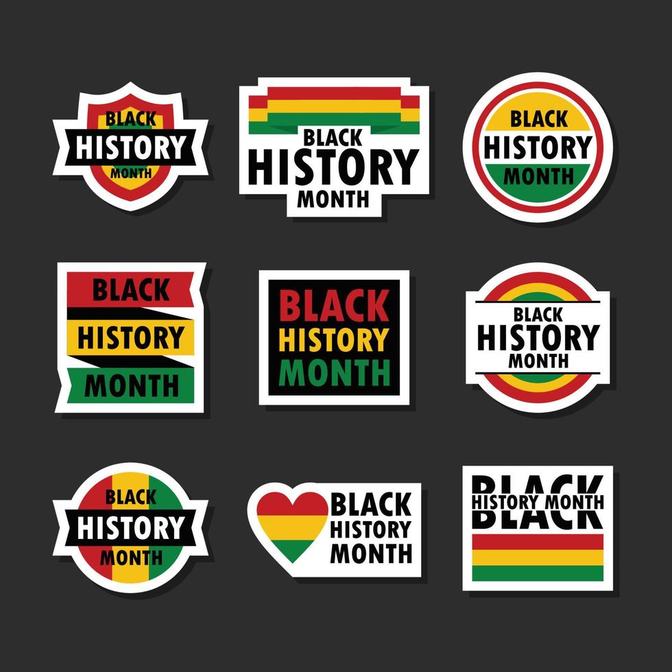 colección de pegatinas de conciencia del mes de la historia negra vector
