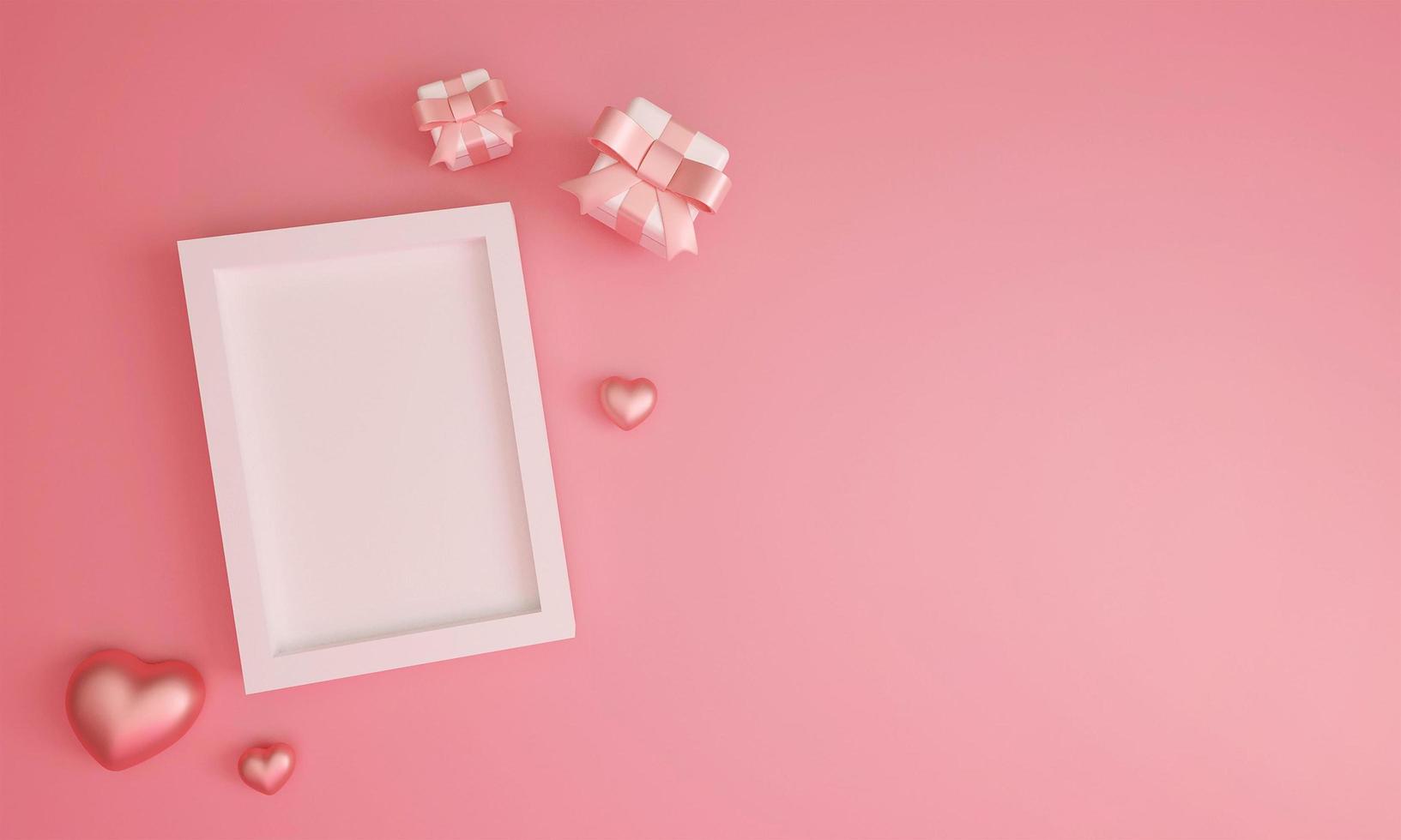 Frame photo mockup for valentines day with hearts