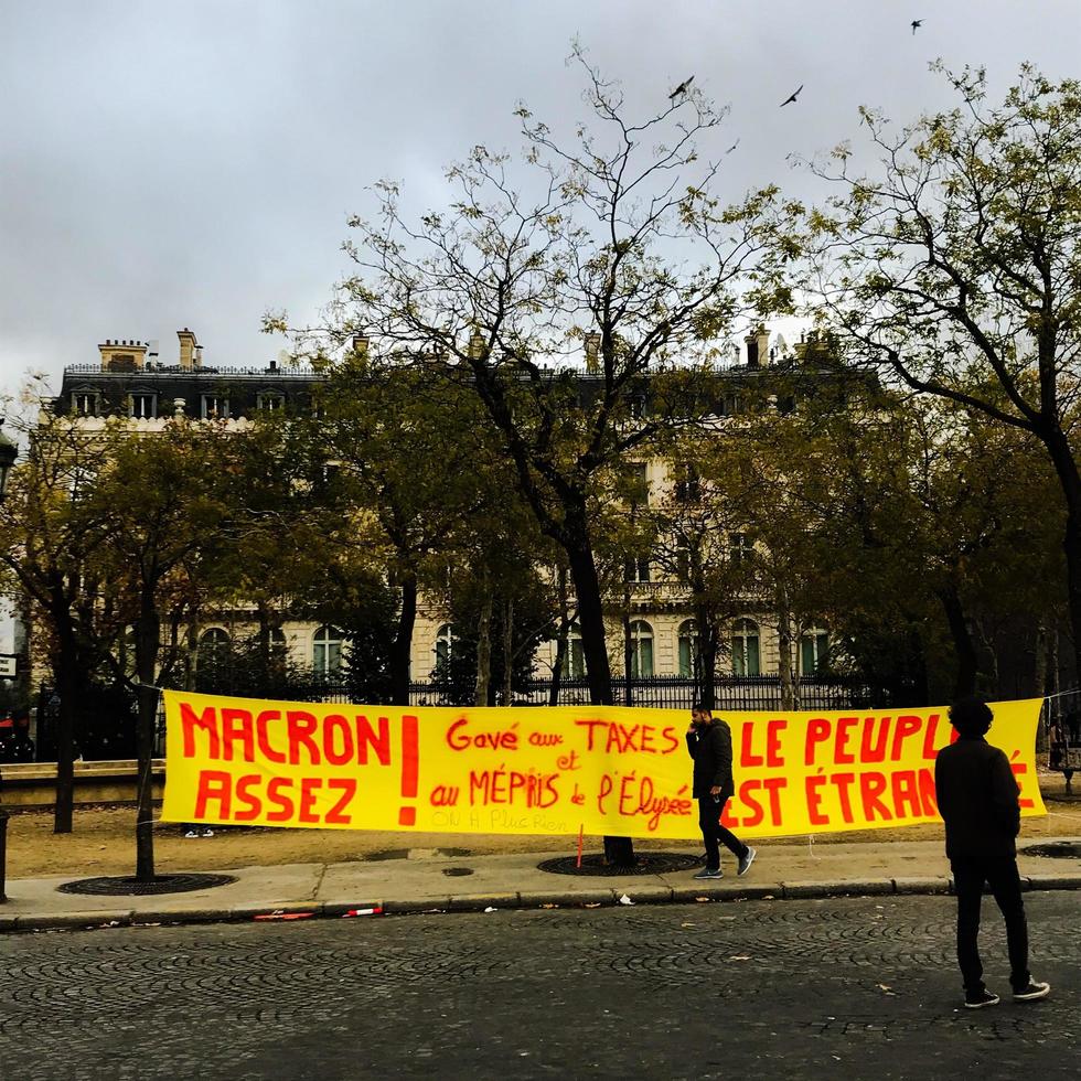 Demonstrators during a protest in yellow vests photo