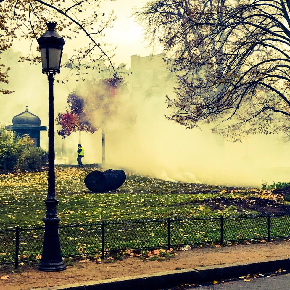 Demonstrators during a protest in yellow vests photo