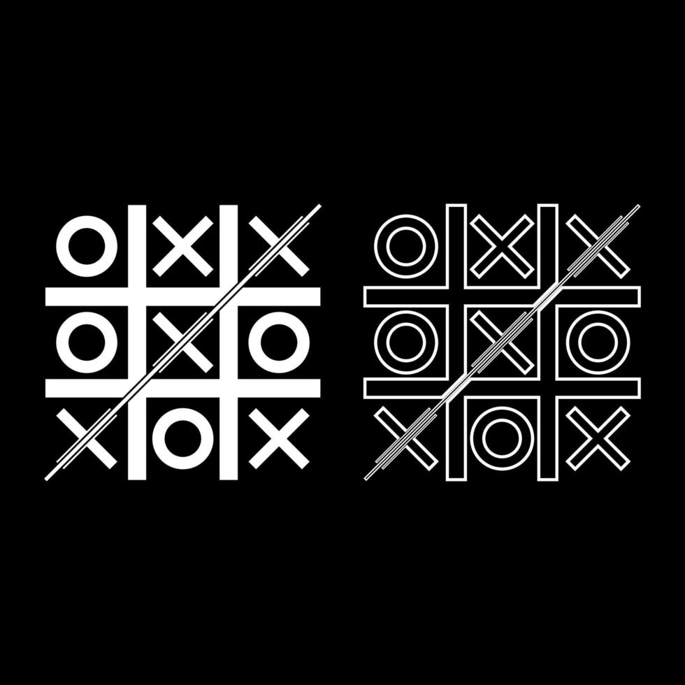 Tic tac toe icon white color vector illustration flat style image set