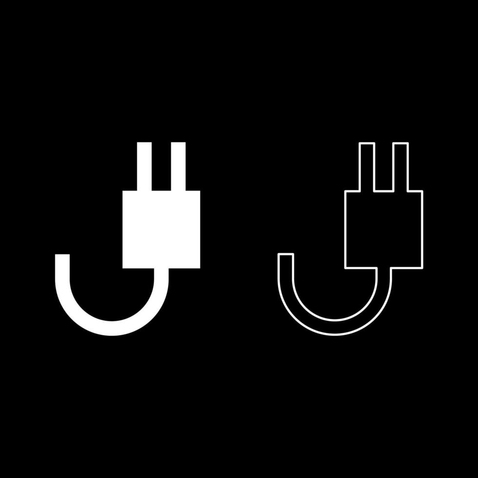 Electricfork with wire icon white color vector illustration flat style image set
