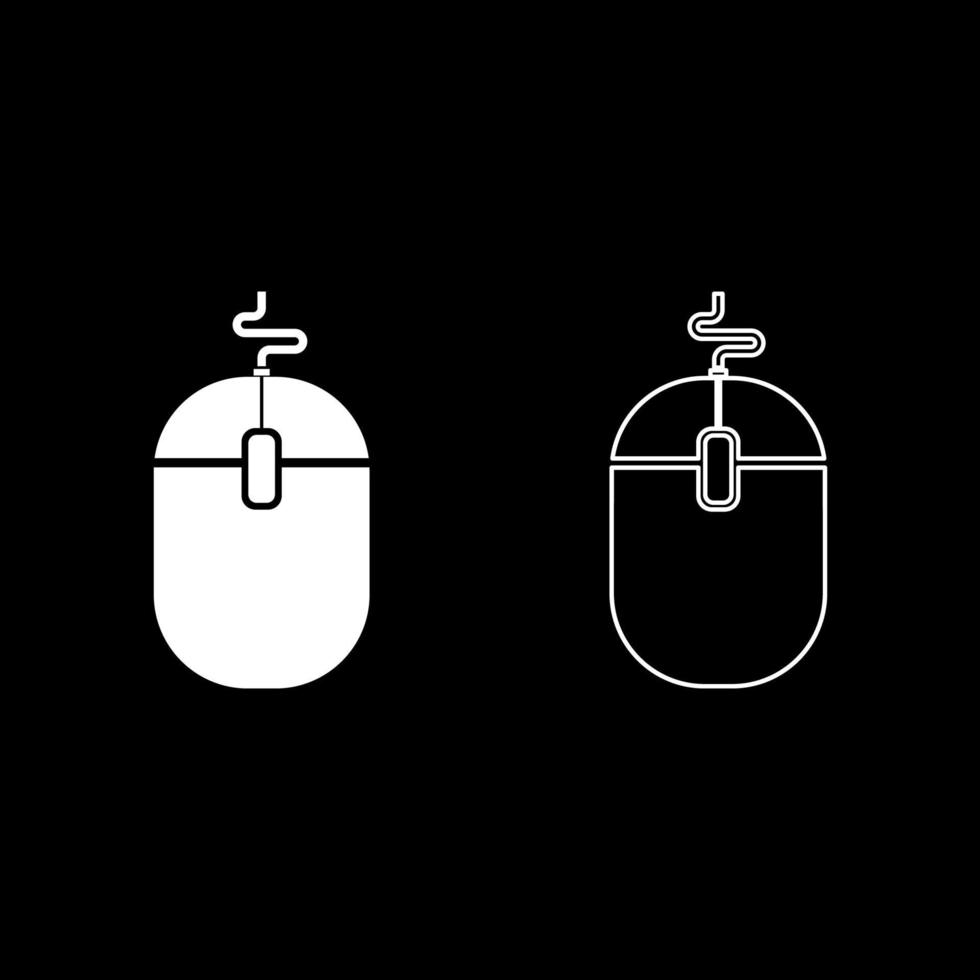 Computer mouse icon white color vector illustration flat style image set