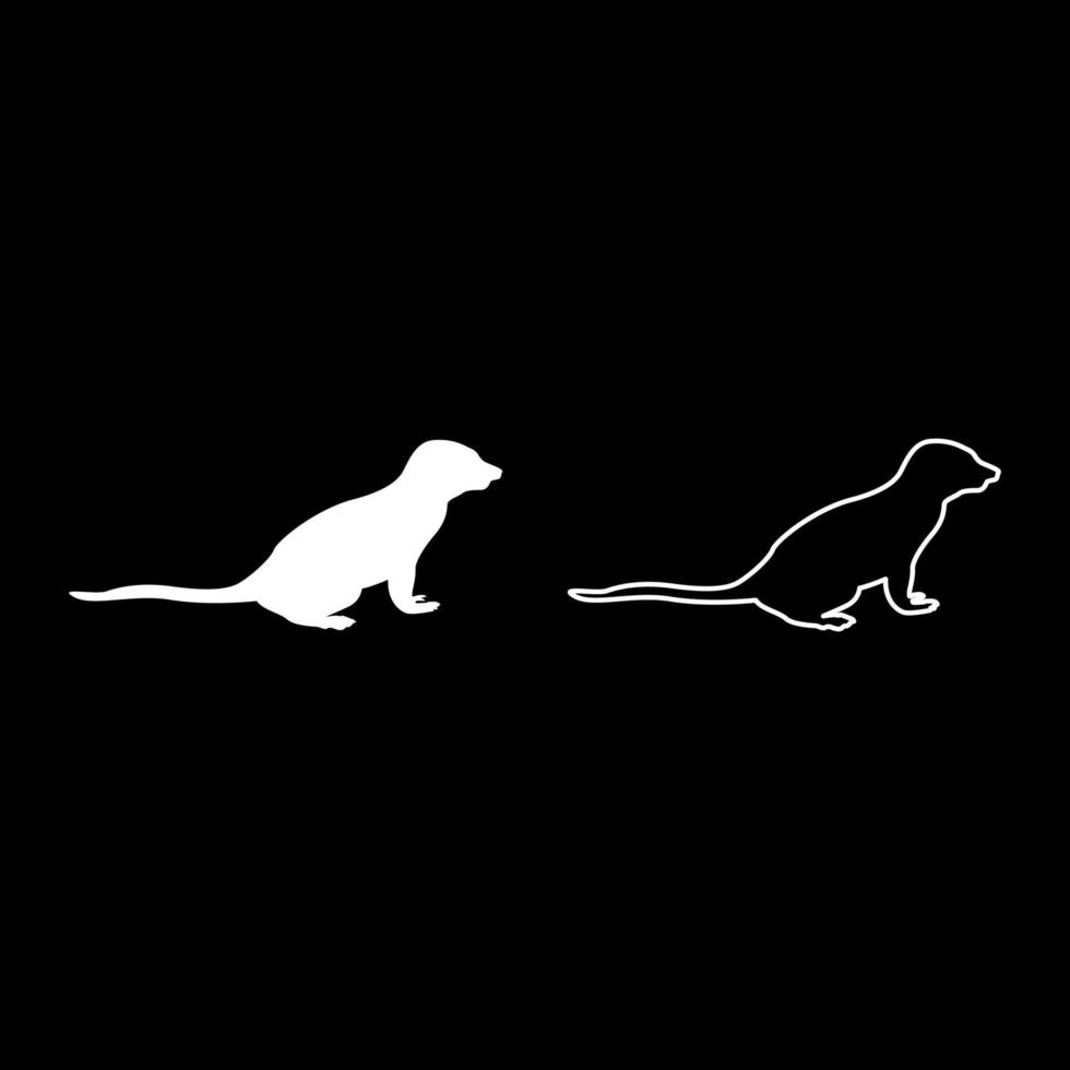 Meerkat in pose Suricata Suricatta silhouette white color vector illustration solid outline style image