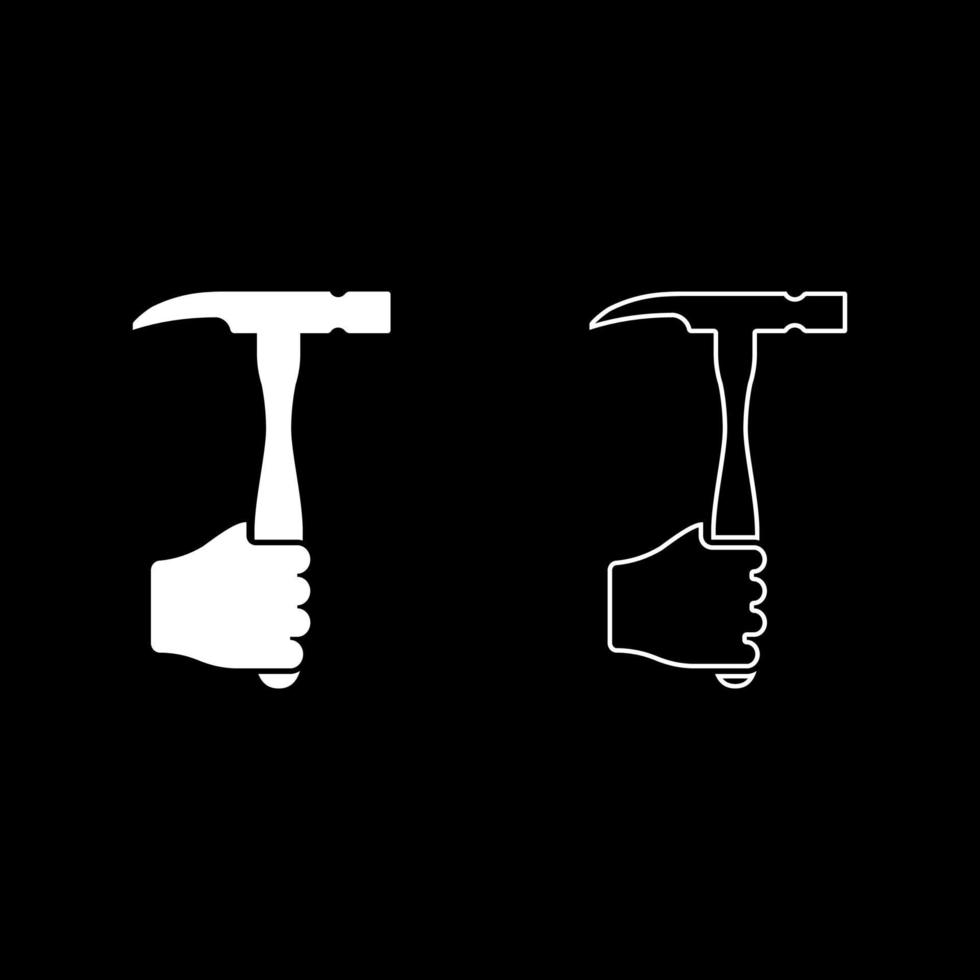 Hammer in hand holding tool use Arm using Working concept icon white color vector illustration flat style image set