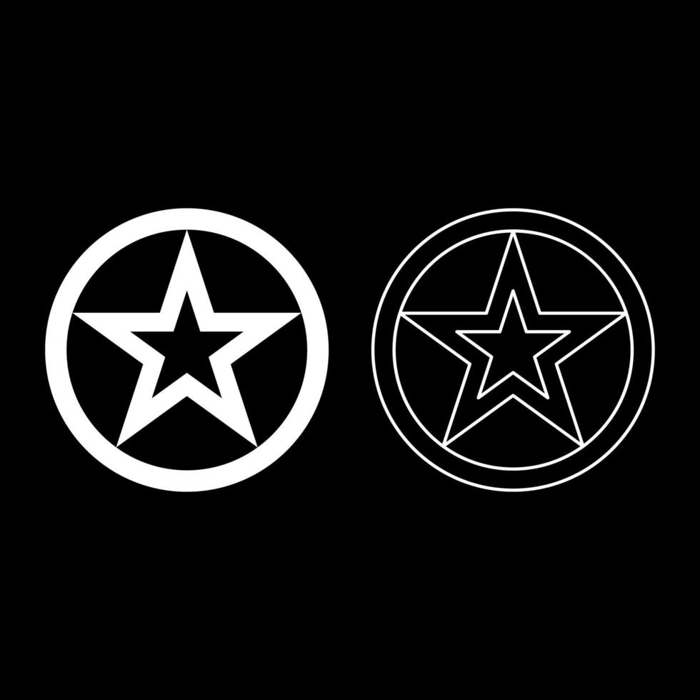 Star in circle icon white color vector illustration flat style image set