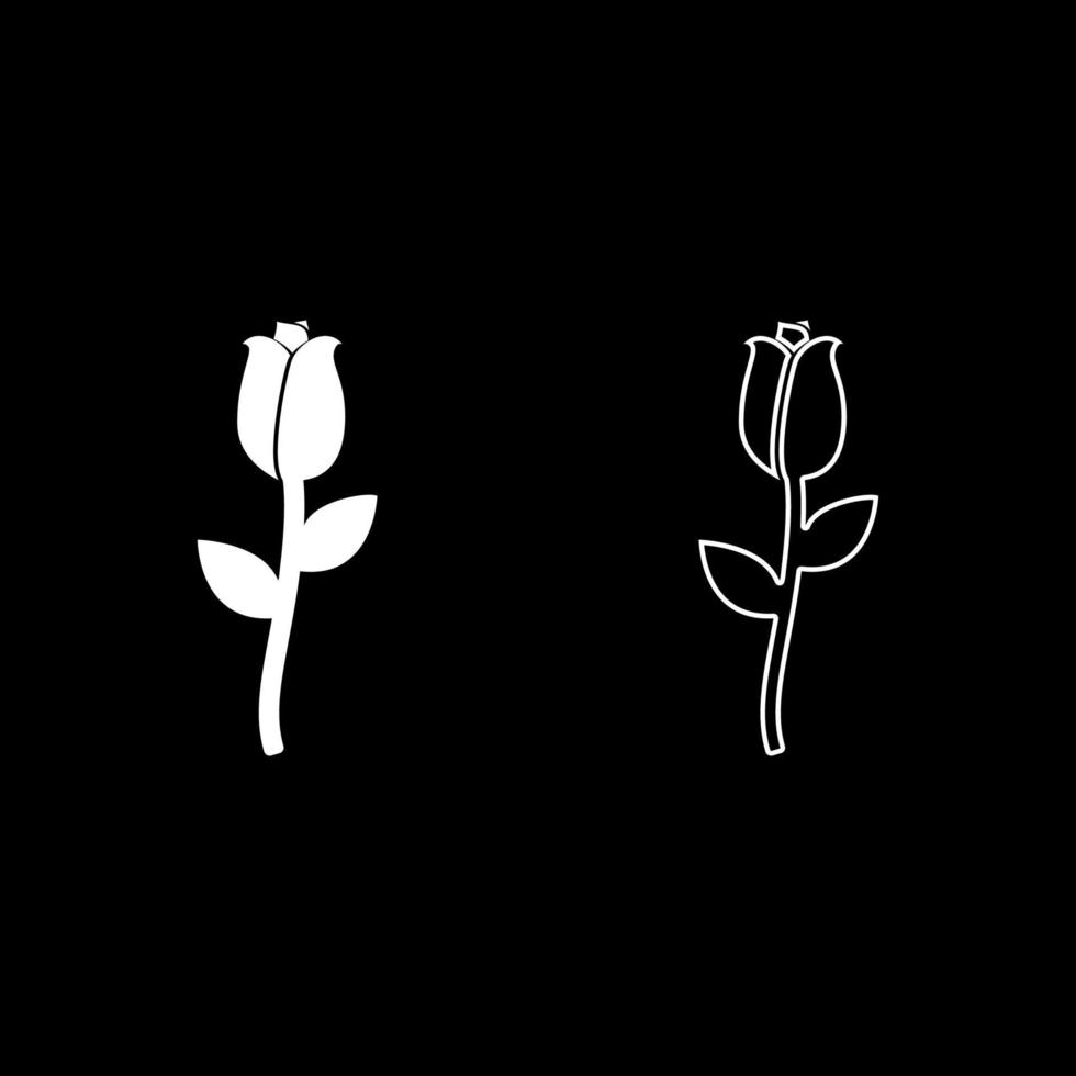 Rose icon white color vector illustration flat style image set