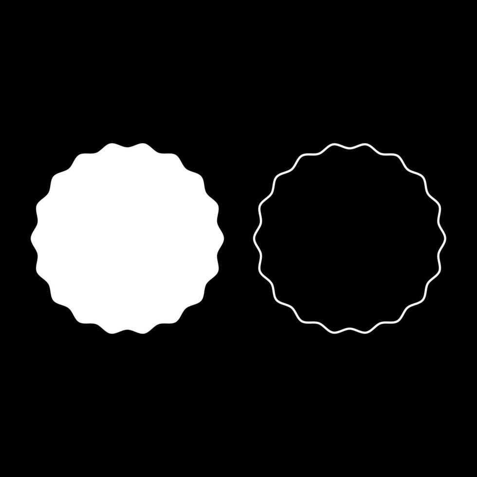 Round element with wavy edges Circle label sticker icon white color vector illustration flat style image set