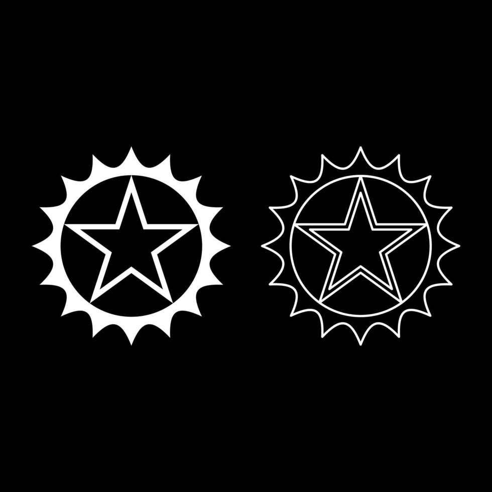 Star in circle with sharp edges icon white color vector illustration flat style image set