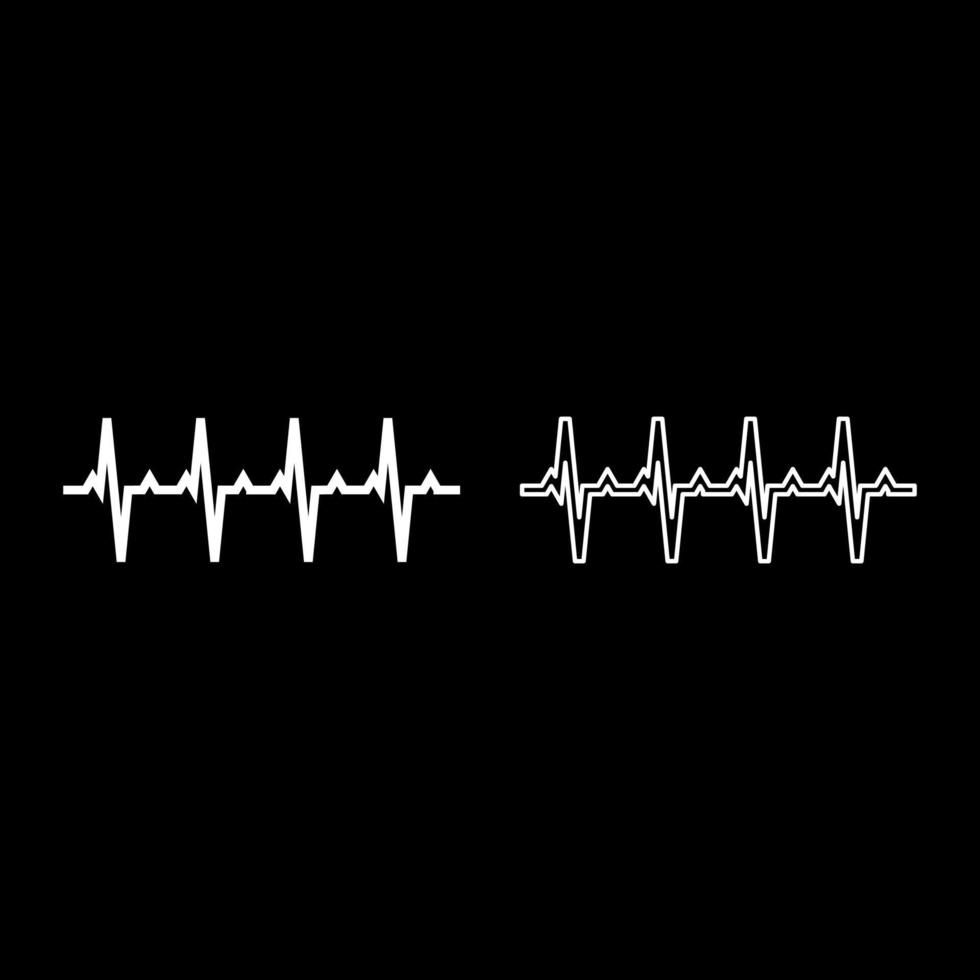 gráfico de pulso latido del corazón cardiograma ritmo gráfico ecg ecocardiograma icono color blanco vector ilustración estilo plano conjunto de imágenes