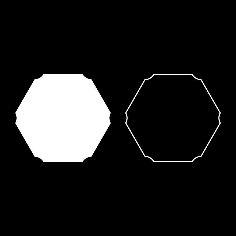 hexágono banner hexagonal seis esquinas redondeadas maqueta en blanco icono de plantilla vacía color blanco ilustración vectorial conjunto de imágenes de estilo plano vector