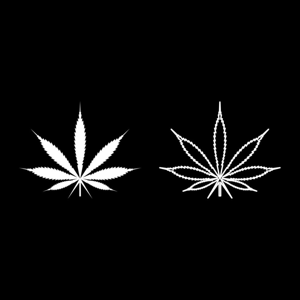 hoja cannabis marihuana cáñamo icono color blanco vector ilustración estilo plano conjunto de imágenes