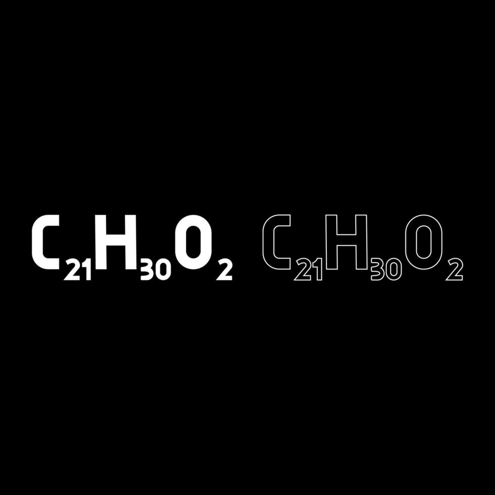 fórmula química c21h30o2 cannabidiol cbd fitocannabinoide marihuana olla hierba cáñamo molécula de cannabis icono color blanco vector ilustración estilo plano conjunto de imágenes