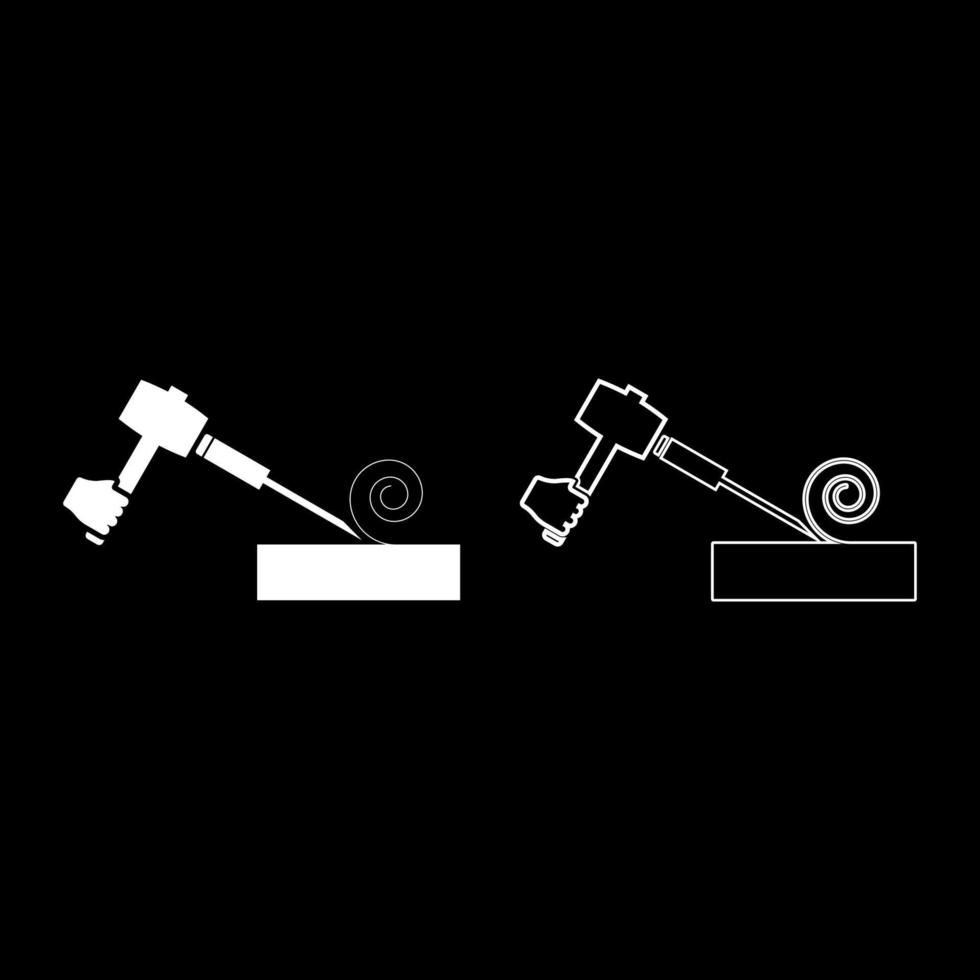 Wood hammer with chisel using treatment surface shavings use arm