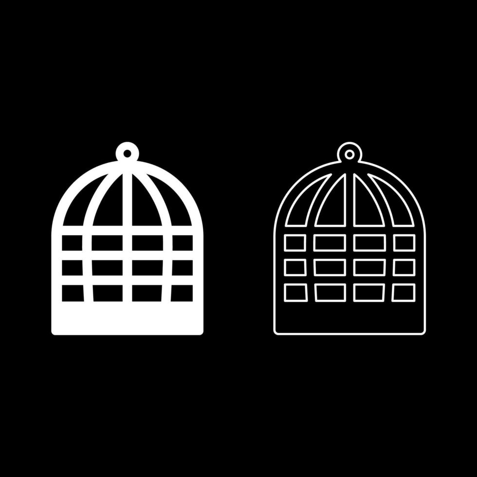 Cage for bird silhouette vintage captivity concept icon white color vector illustration flat style image set