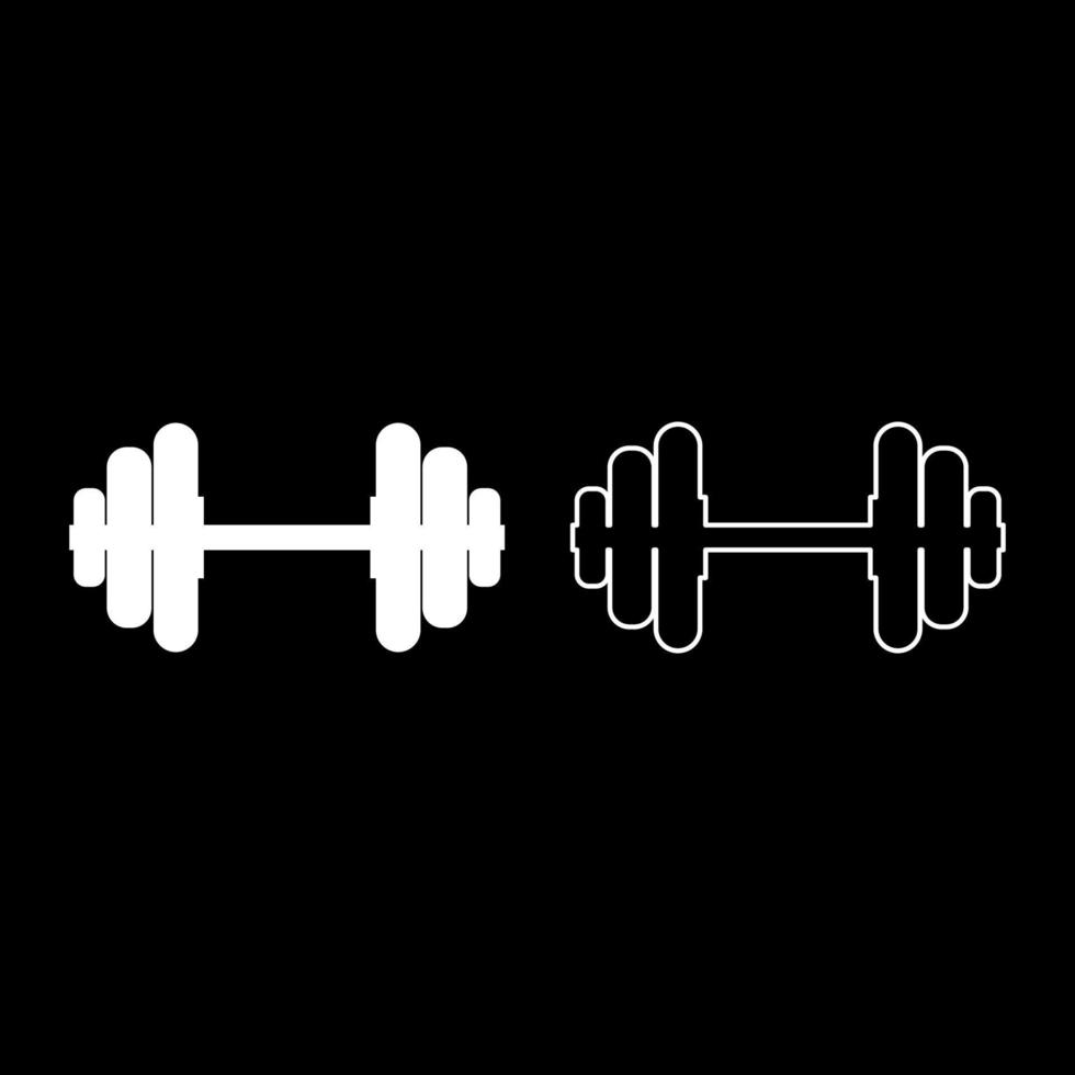 Dumbell Dumbbell disc weight training equipment icon white color vector illustration flat style image set