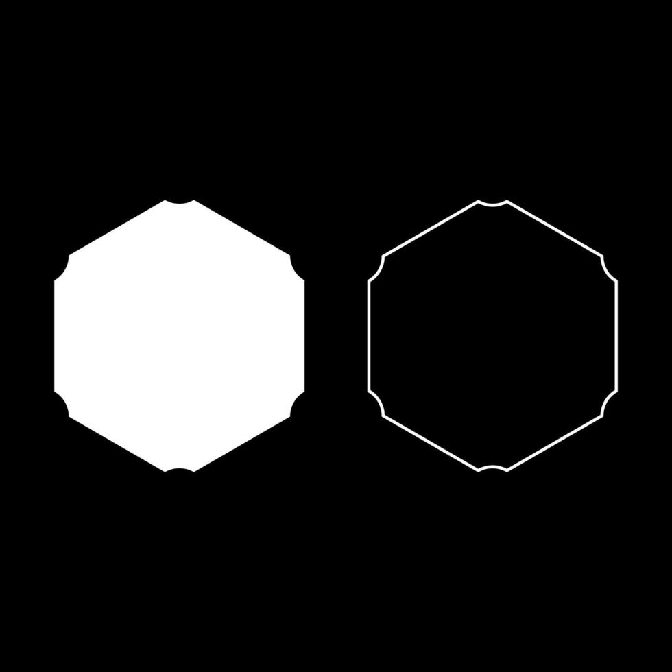 Hexagon with rounded corners icon white color vector illustration flat style image set