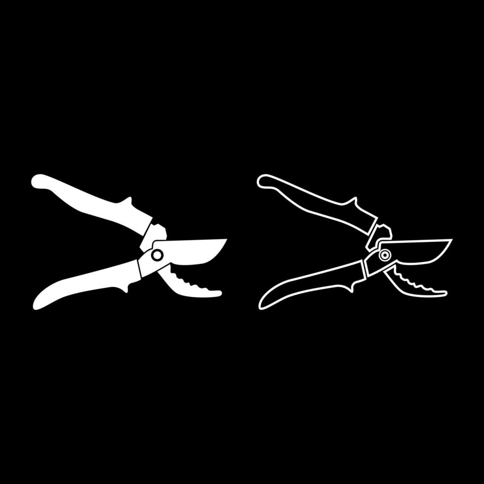 Secateur garden pruner pruning shears Clippers Hand scissors Manual cutting icon white color vector illustration flat style image set
