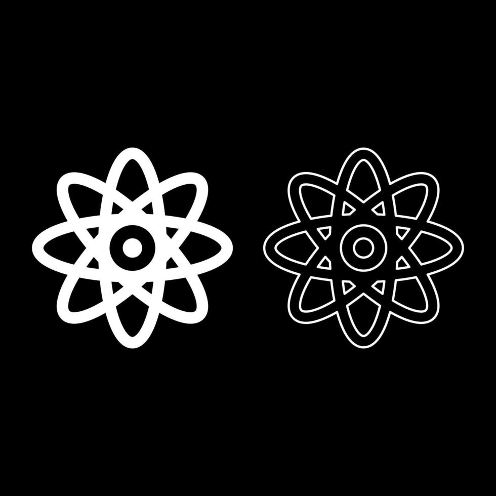 Atom molecular sign icon white color vector illustration flat style image set