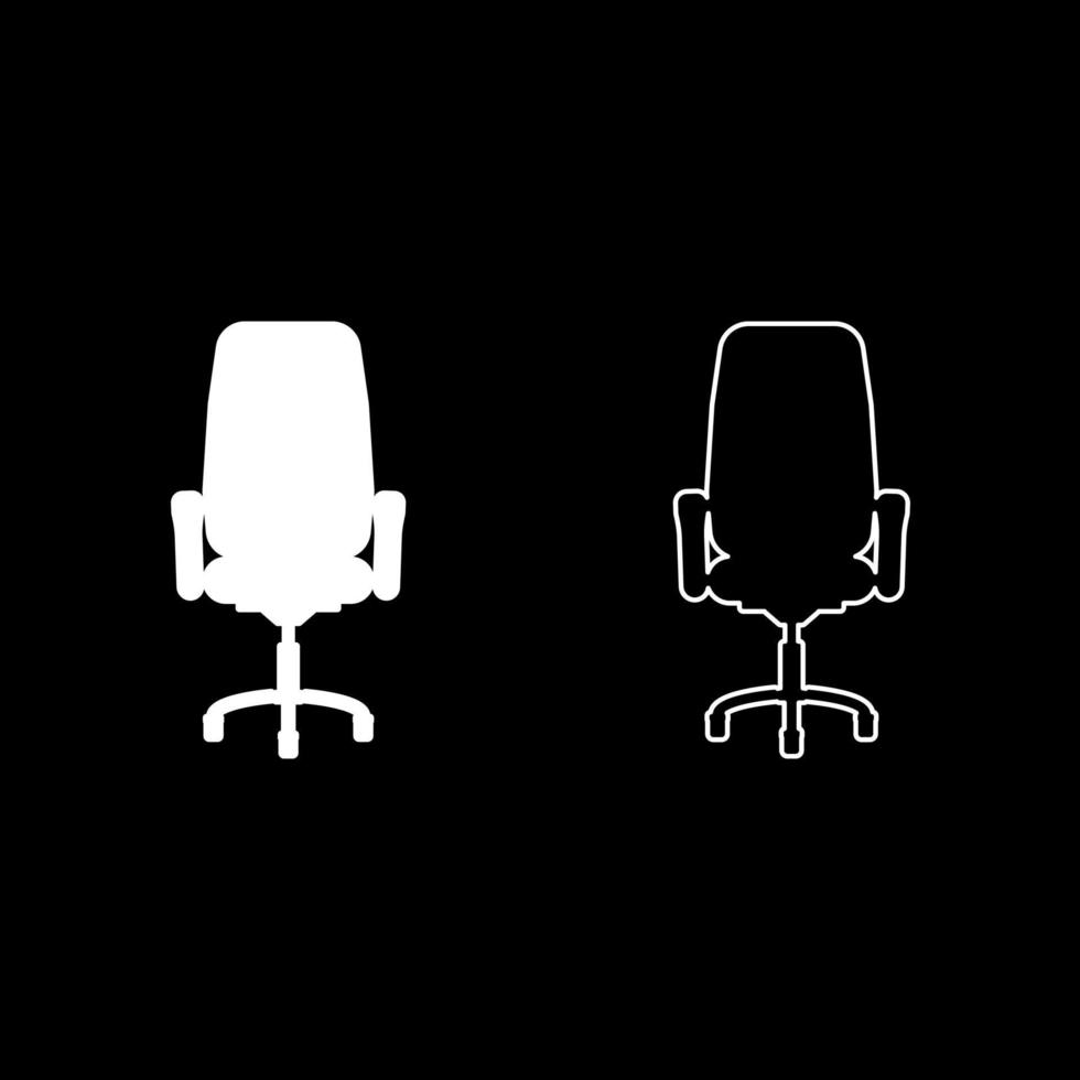 silla de oficina icono reclinable color blanco vector ilustración estilo plano conjunto de imágenes