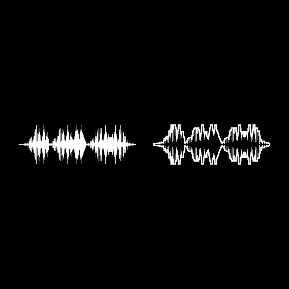 Sound wave audio digital equalizer technology oscillating music icon white color vector illustration flat style image set