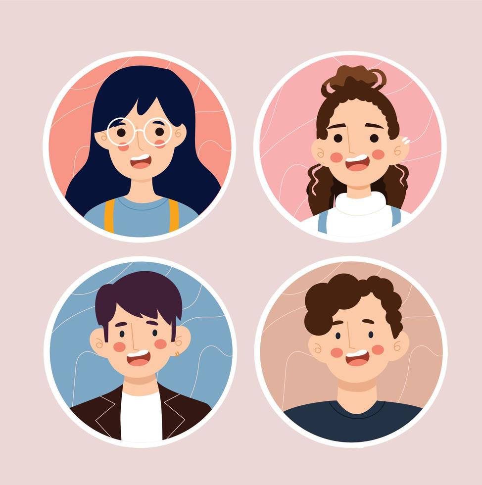 People avatar stickers vector