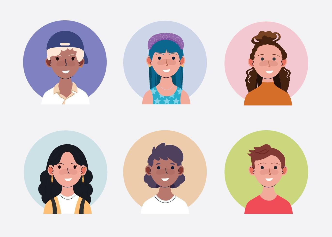 Hand drawn profile icons vector