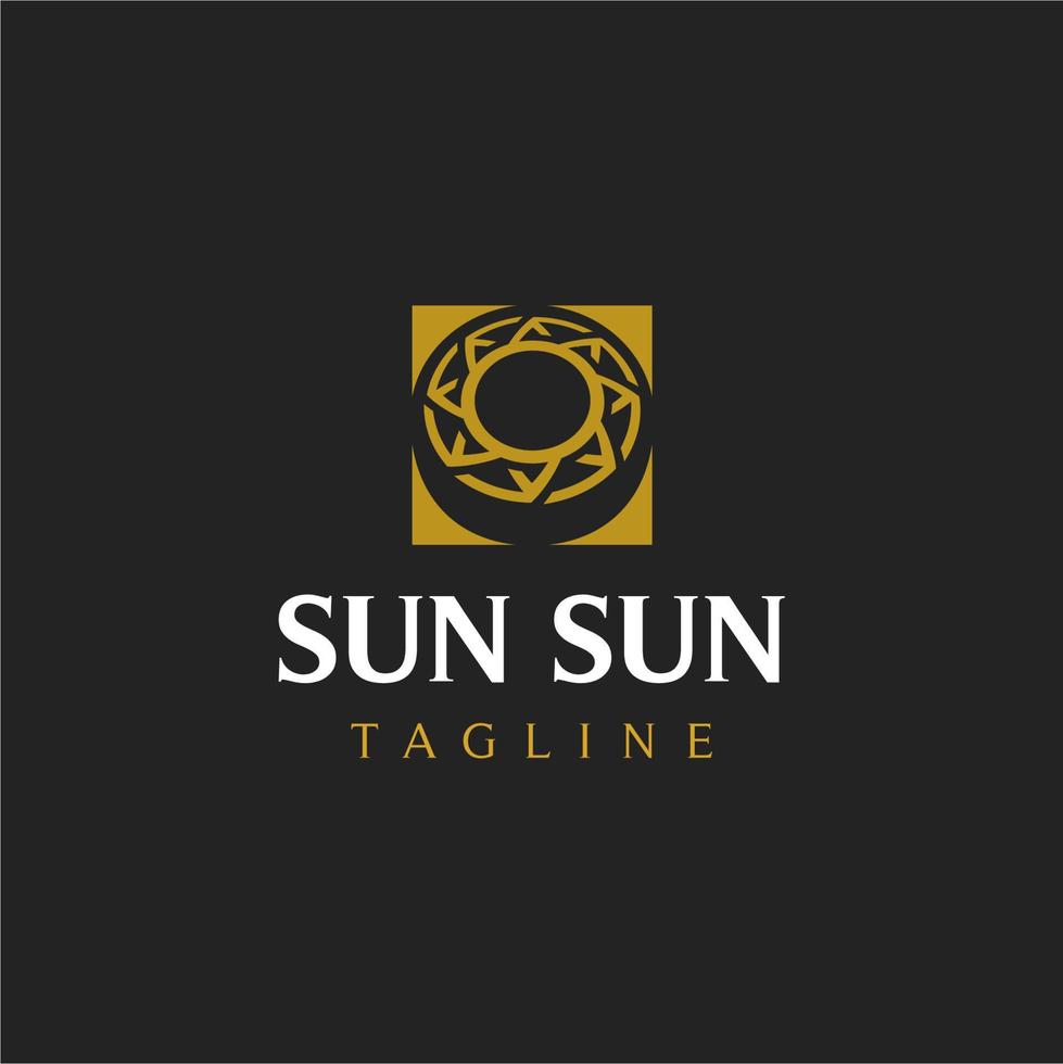 logotipo de sol con rectángulo, vector de logotipo de sol geométrico, diseño de logotipo de estrella y sol