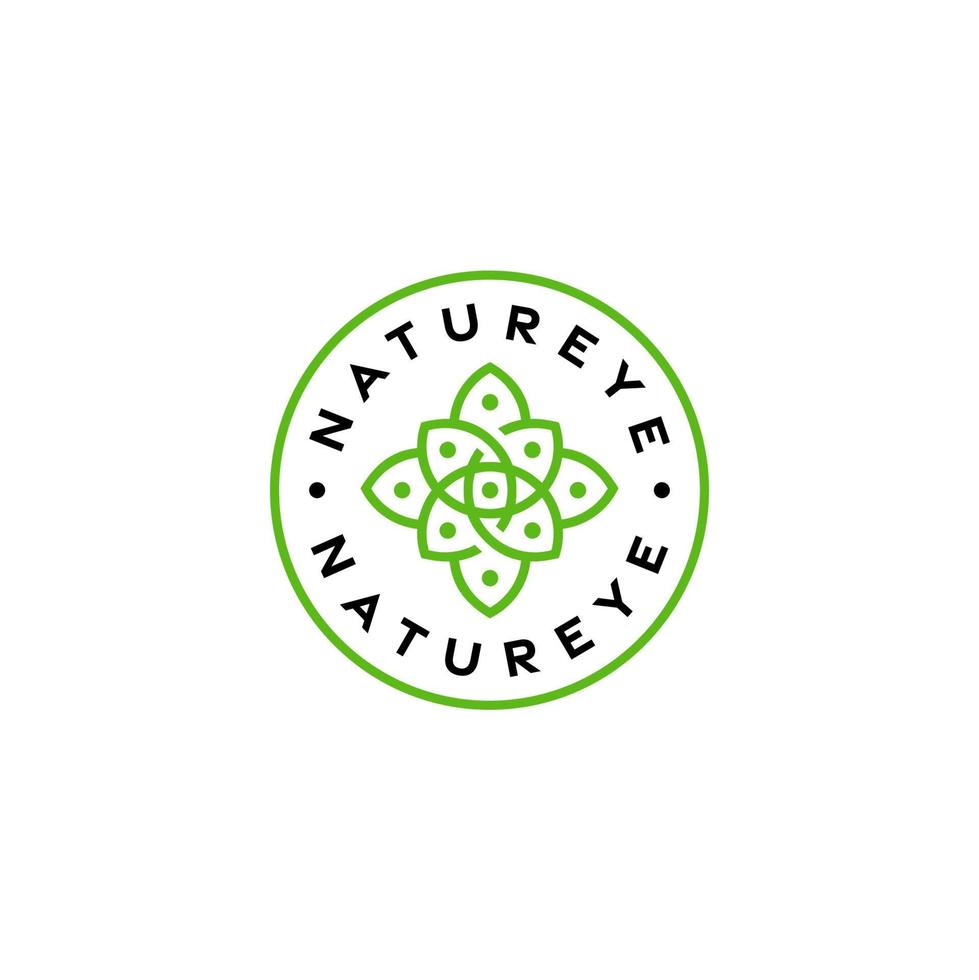 Badge Botany Simple Logo Design, Nature and Eye Logo Concept, Floral Line Logo Vector