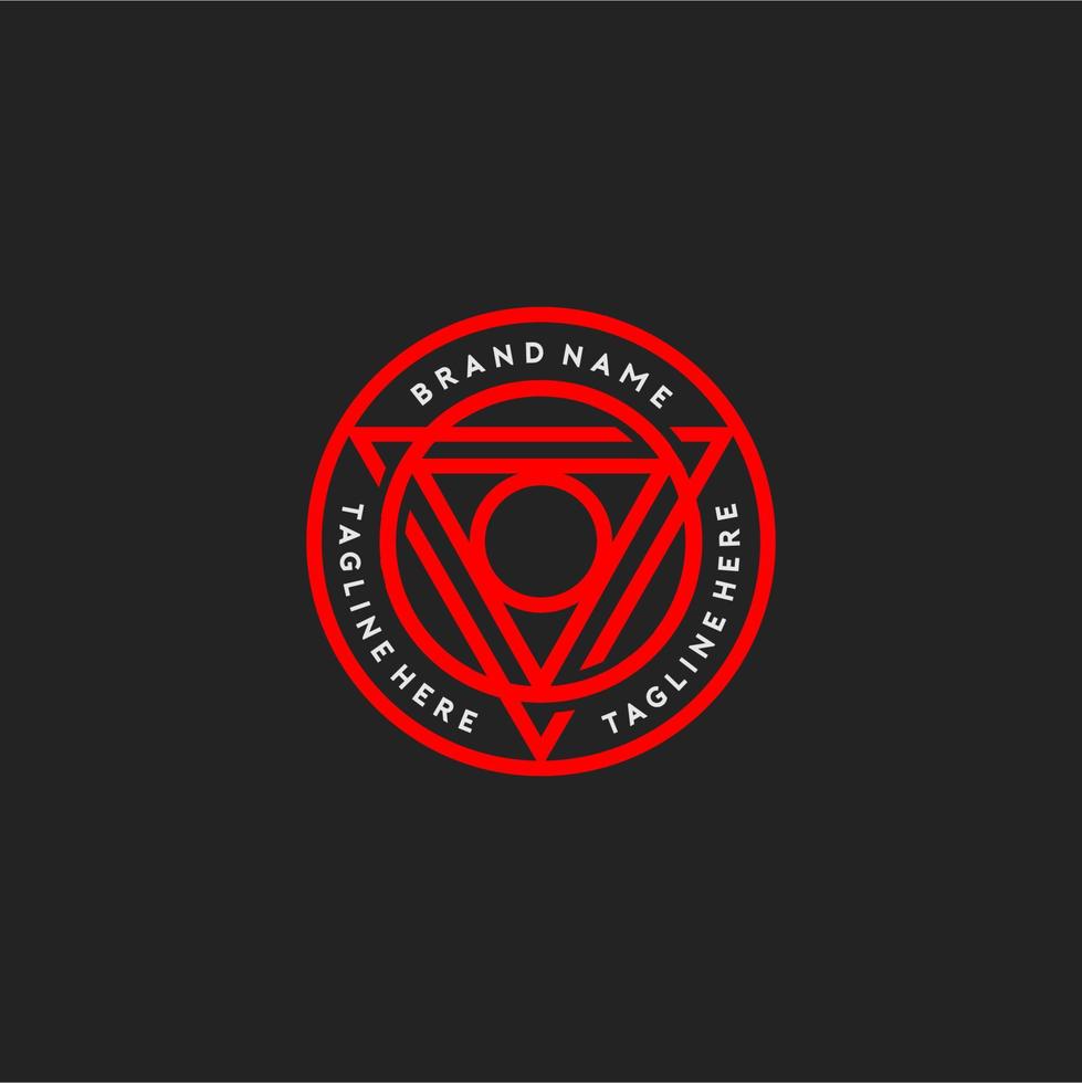 Circle Triangle Badge Logo, Scared Geometric Triangle Logo Template, Monoline Triangle Circle Logo Vector